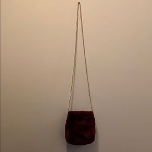 Old Navy Fuzzy Maroon Crossbody Bag